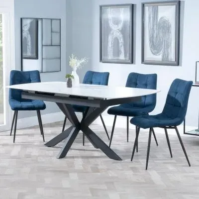 Bari Extendable Dining Set with Corona Chairs - White, Ceramic