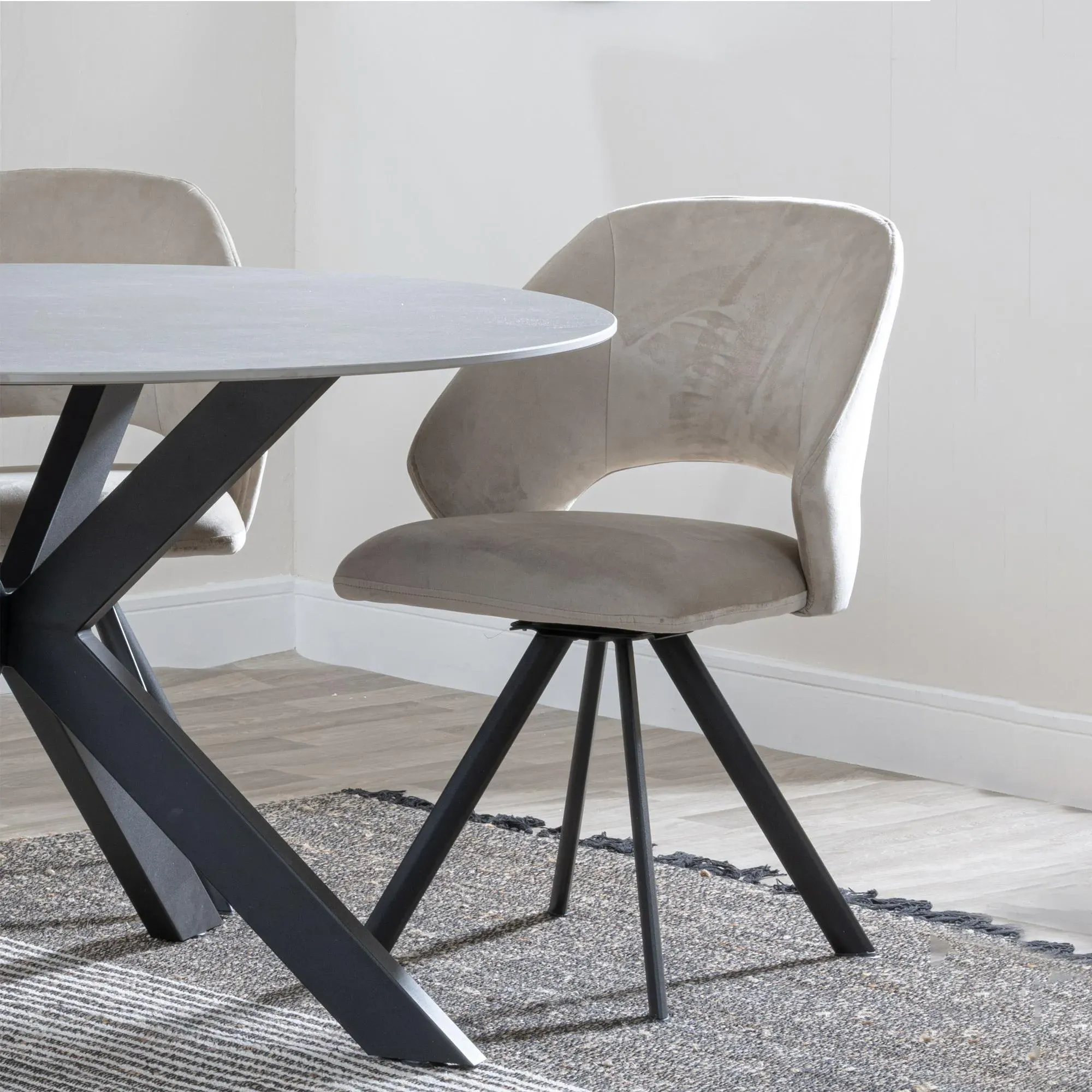 Bari Extendable Dining Set with Ion Swivel Chairs - Grey, Ceramic