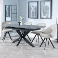 Bari Extendable Dining Set with Ion Swivel Chairs - Grey, Ceramic