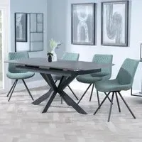 Bari Extendable Dining Set with Swivel Chairs - Grey, Ceramic