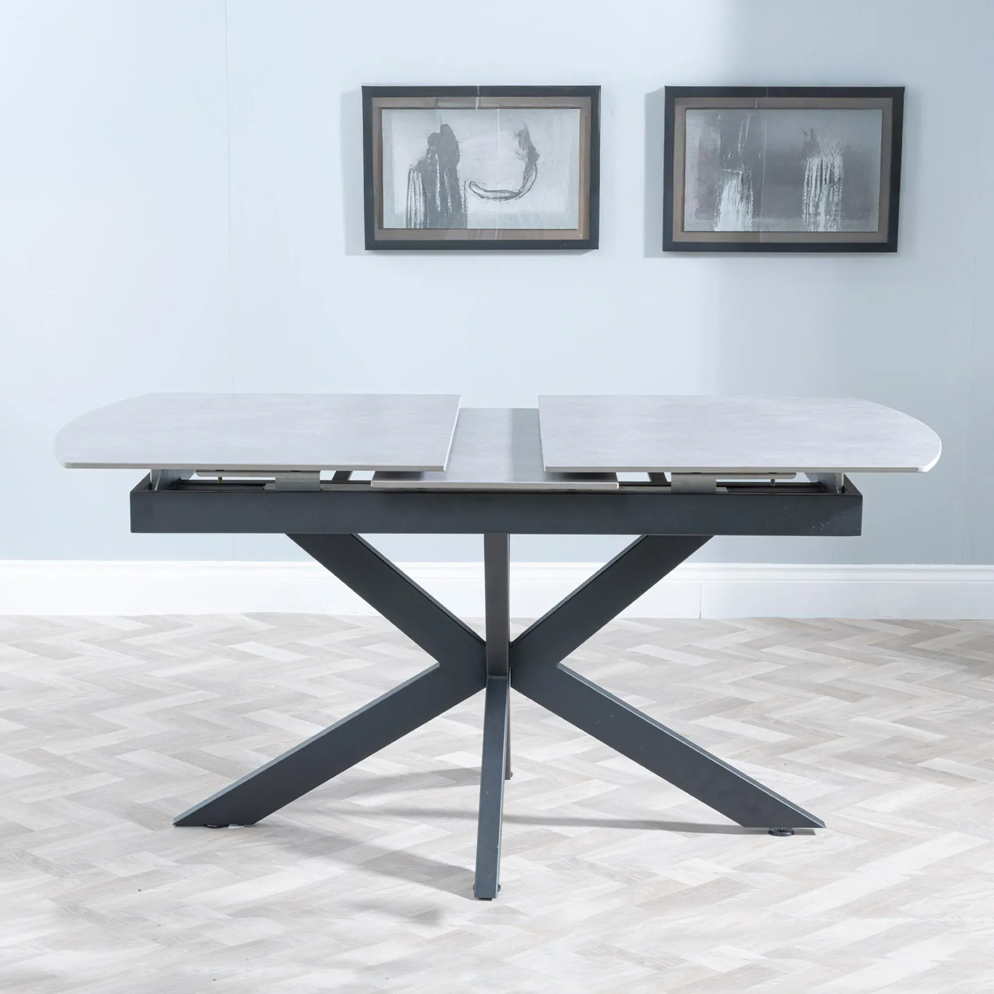 Bari Extendable Dining Set with Swivel Chairs - Grey, Ceramic