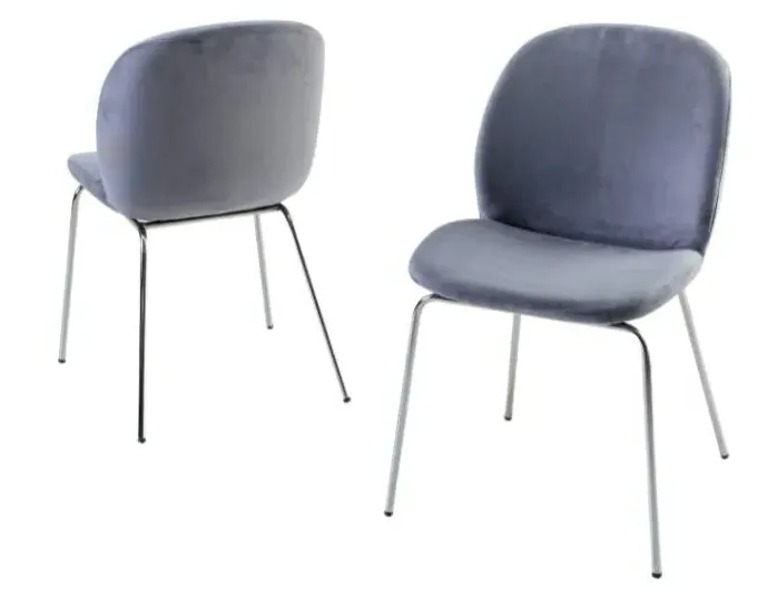 Baron Dining Chair - Grey, Velvet