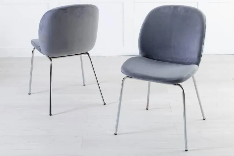 Baron Dining Chair - Grey, Velvet