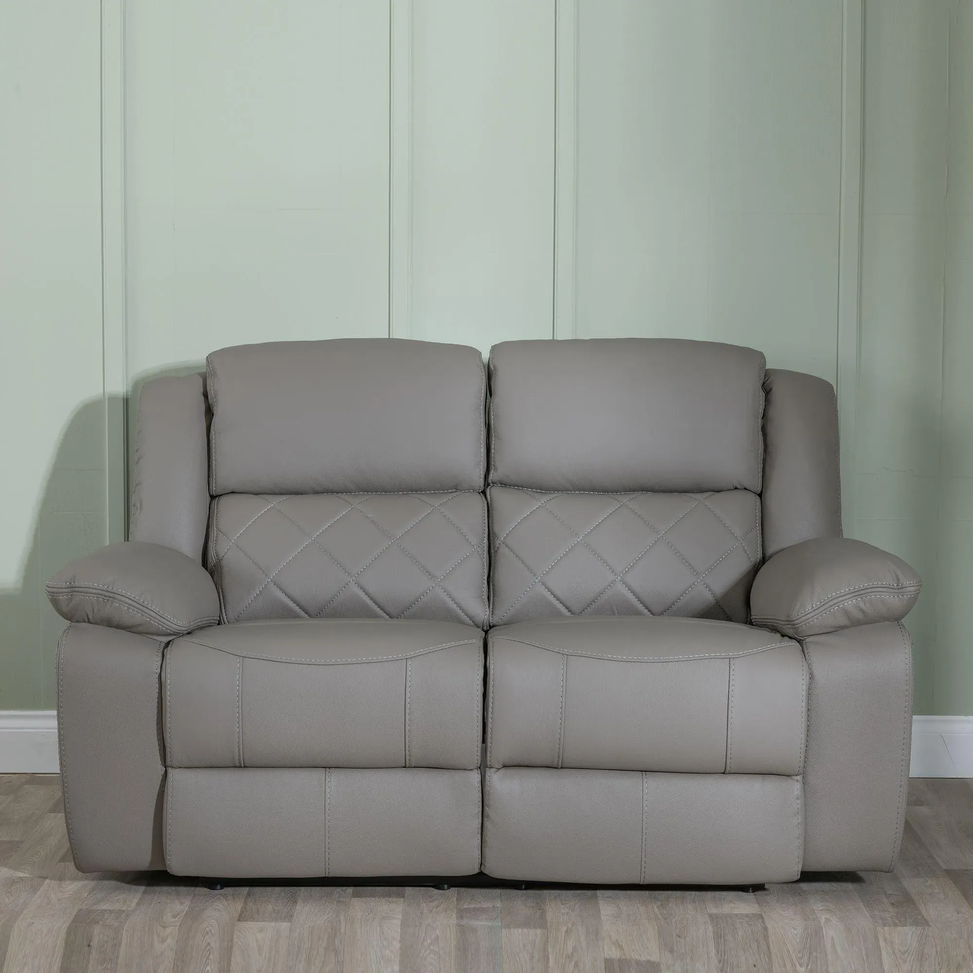 Bentley 2-Seater Recliner Sofa - Light Grey, Leather