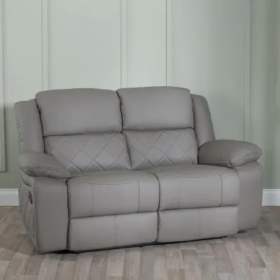 Bentley 2-Seater Recliner Sofa - Light Grey, Leather