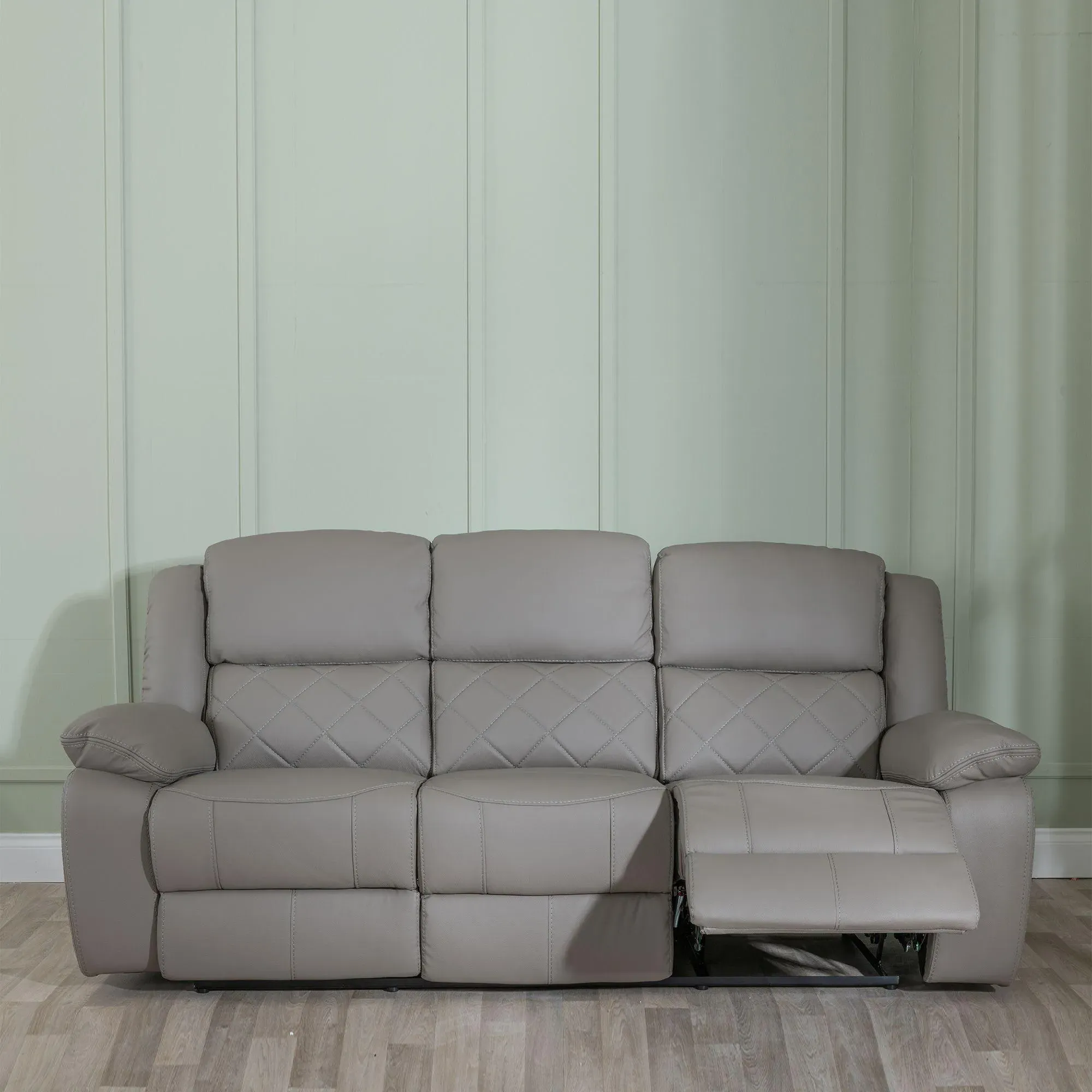 Bentley 3-Seater Recliner Sofa - Light Grey, Leather