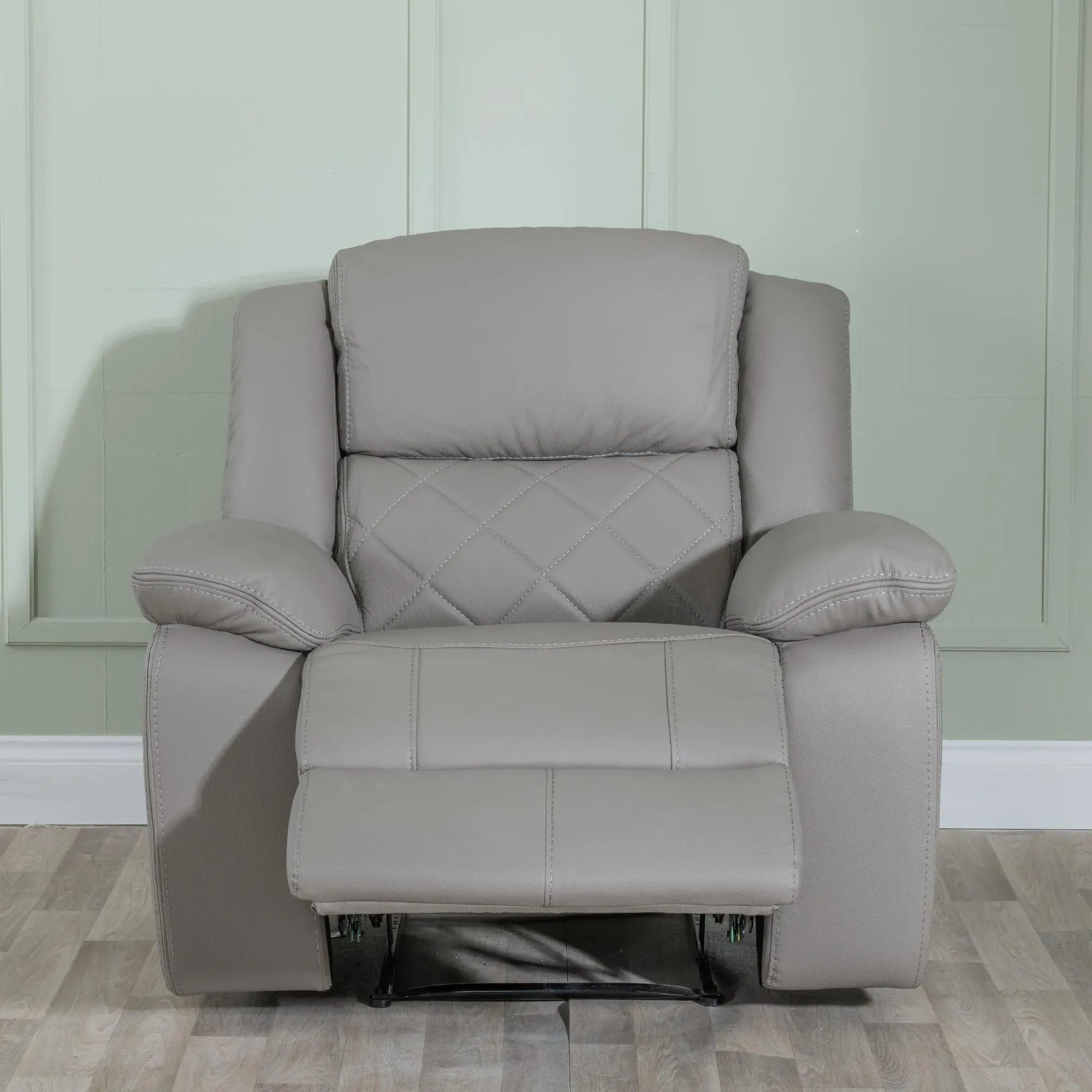 Bentley Leather Recliner Armchair - Light Grey