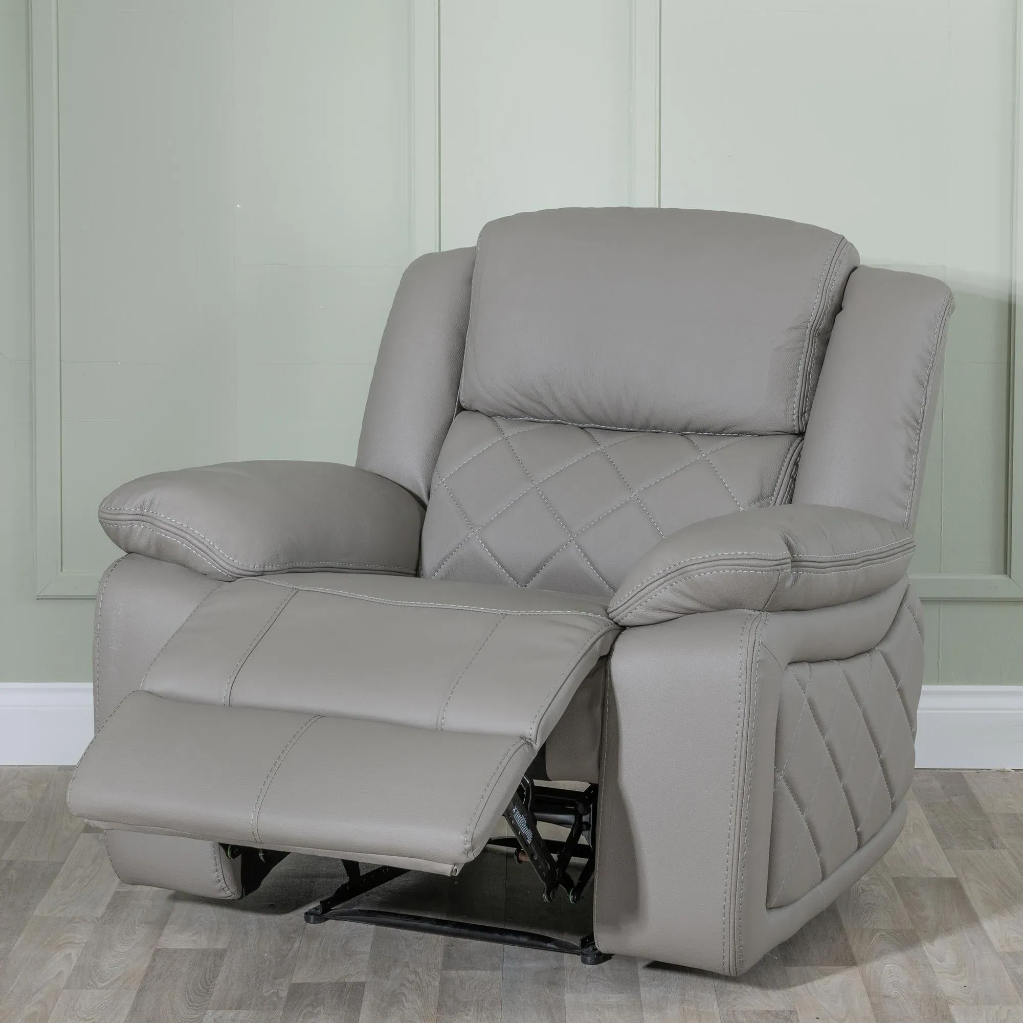 Bentley Leather Recliner Armchair - Light Grey