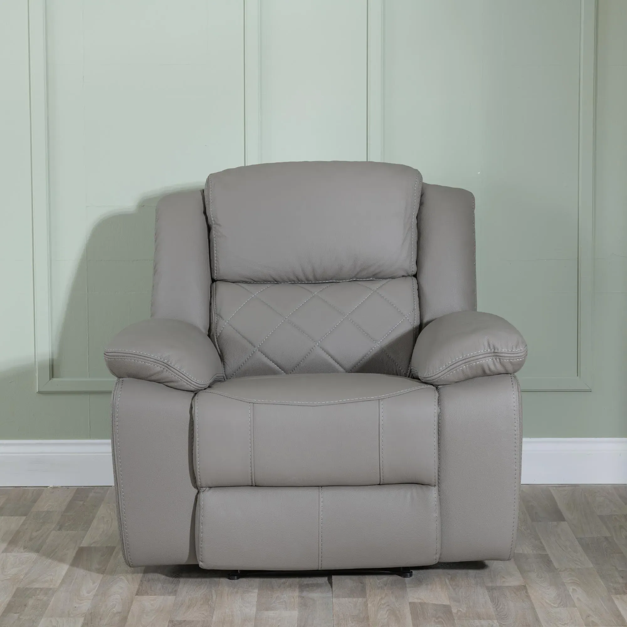 Bentley Leather Recliner Armchair - Light Grey