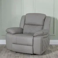Bentley Leather Recliner Armchair - Light Grey