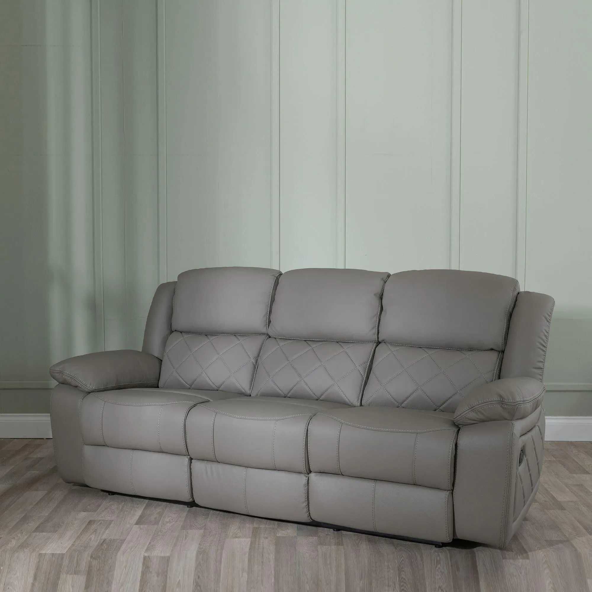 Bentley Leather Recliner Sofa Set - Light Grey