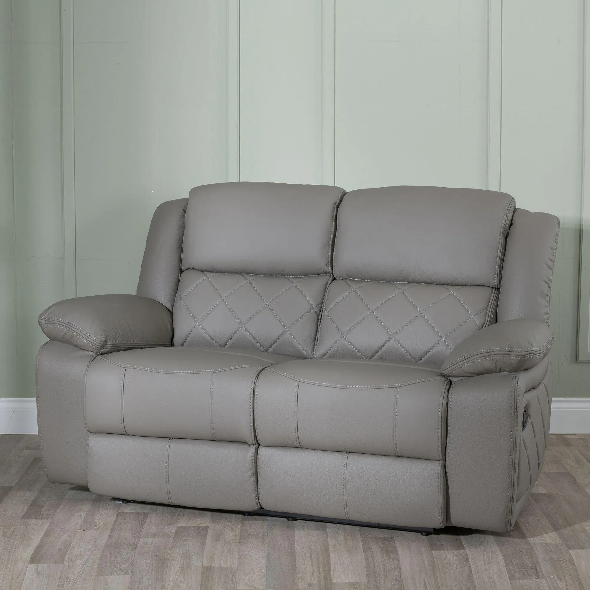Bentley Leather Recliner Sofa Set - Light Grey
