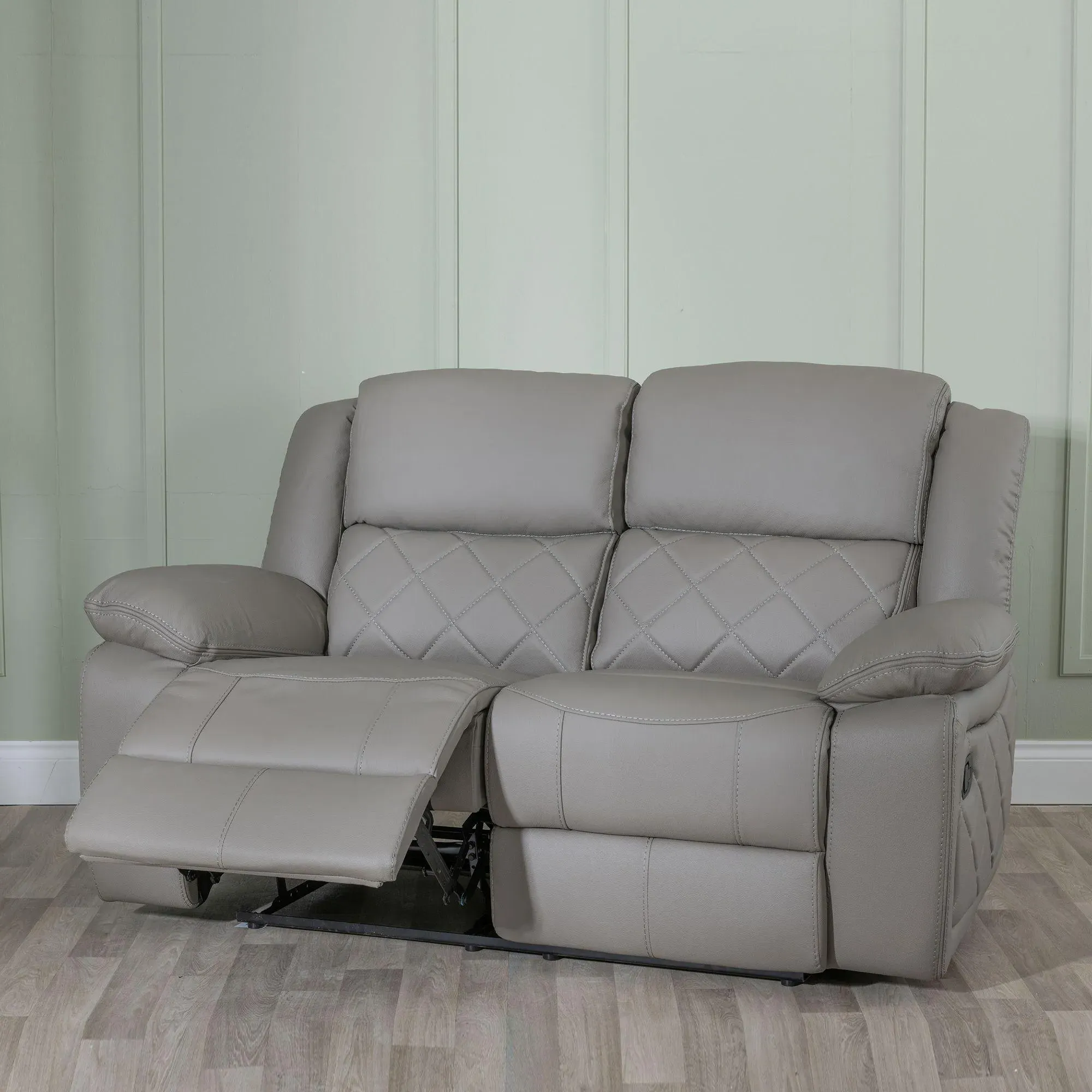 Bentley Leather Recliner Sofa Set - Light Grey