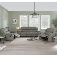 Bentley Leather Recliner Sofa Set - Light Grey