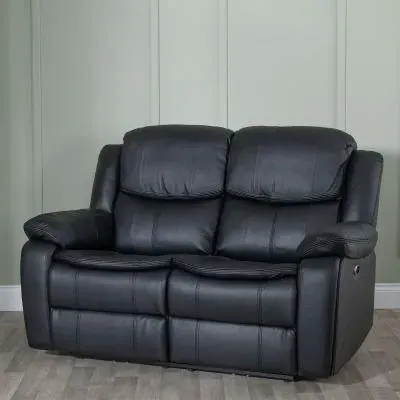 Berlin 2-Seater Recliner Sofa - Black, Leather