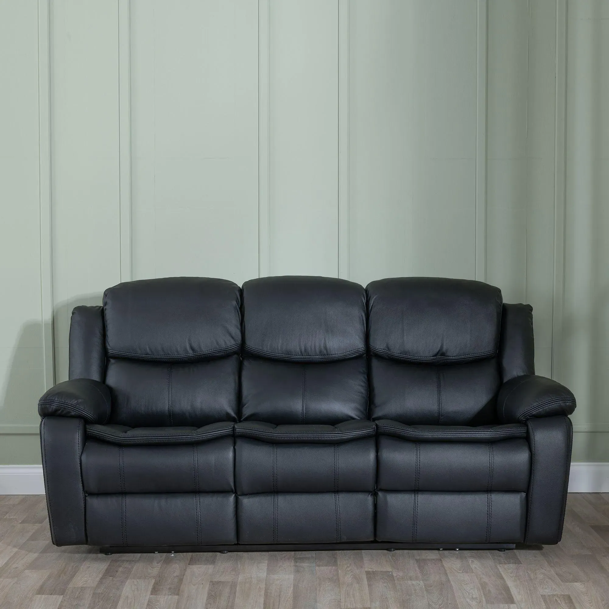 Berlin 3-Piece Recliner Sofa Set - Black, Leather