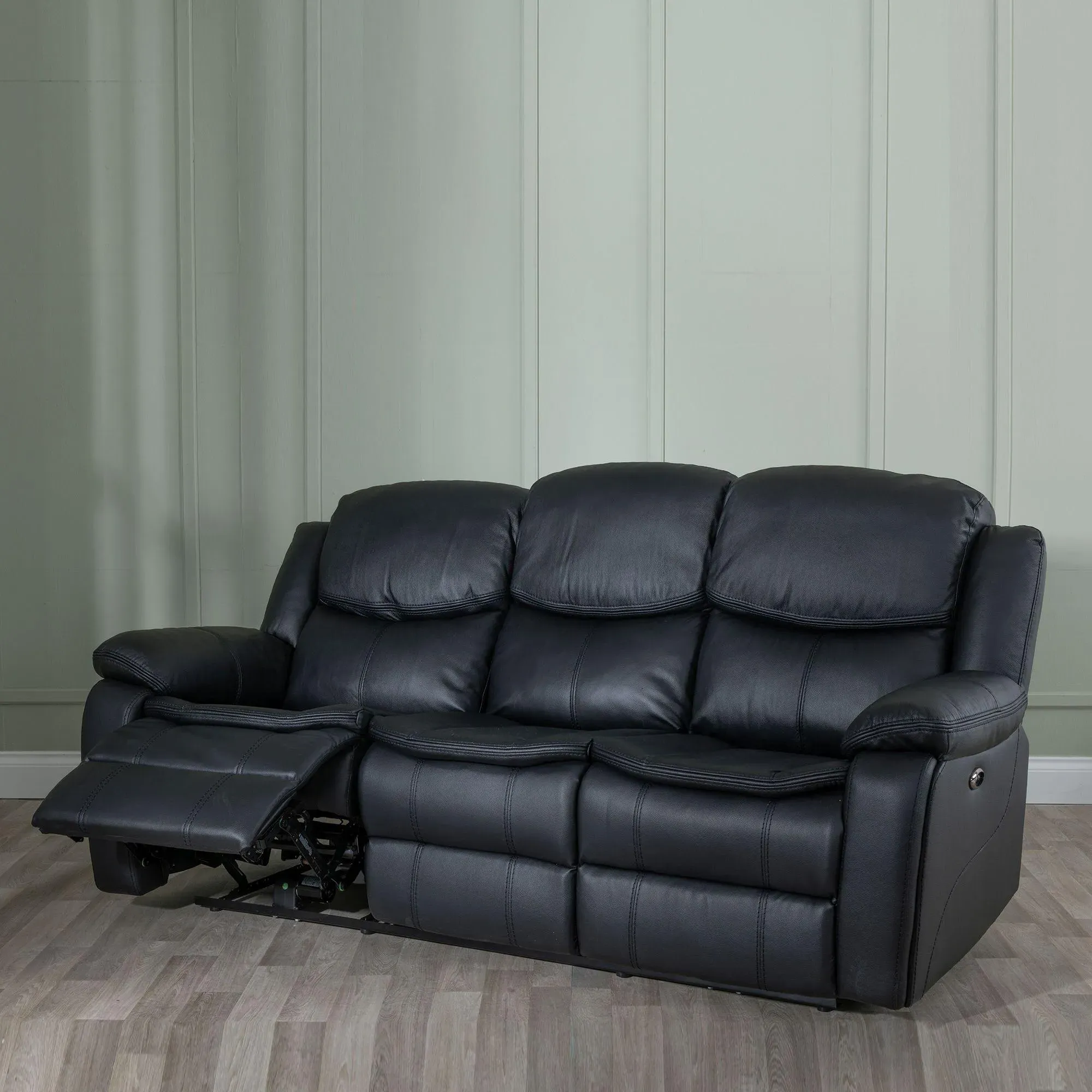 Berlin 3-Piece Recliner Sofa Set - Black, Leather