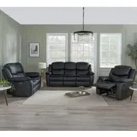 Berlin 3-Piece Recliner Sofa Set - Black, Leather