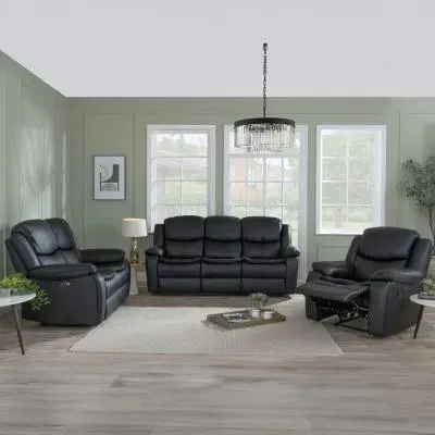 Berlin 3-Piece Recliner Sofa Set - Black, Leather image