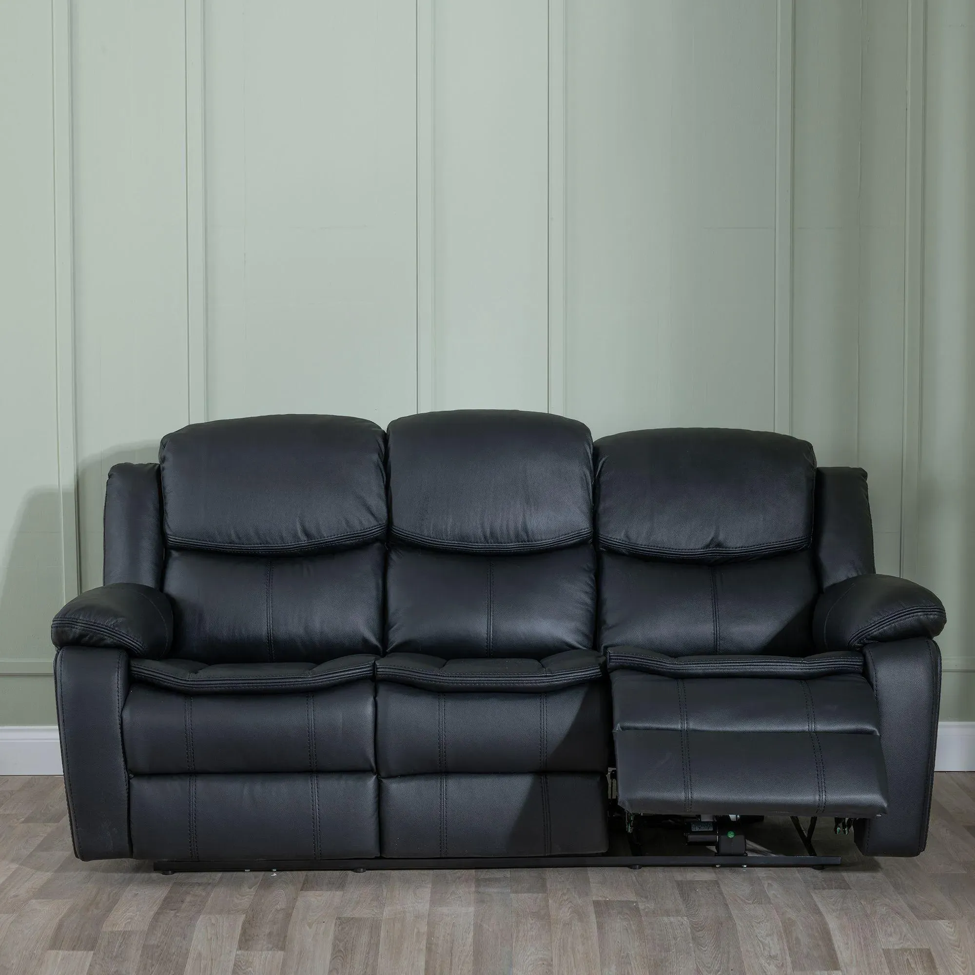 Berlin 3-Seater Recliner Sofa - Black, Leather