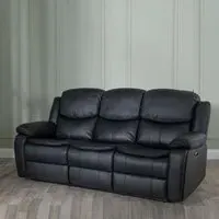 Berlin 3-Seater Recliner Sofa - Black, Leather