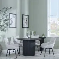 Bern 4-Seater Round Dining Set with Ace Swivel Chairs - Black, Beige