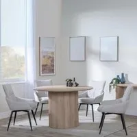 Bern 4-Seater Round Dining Set with Ace Swivel Chairs - Oak, Beige