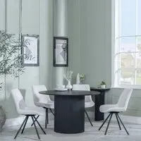 Bern 4-Seater Round Dining Set with Boden Chairs - Black, Cream