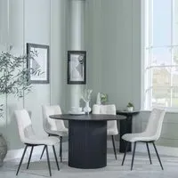 Bern 4-Seater Round Dining Set with Corona Chairs - Black, Beige