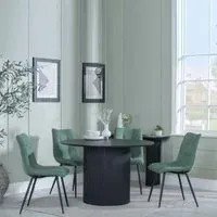 Bern 4-Seater Round Dining Set with Corona Chairs - Black, Green