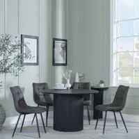 Bern 4-Seater Round Dining Set with Corona Chairs - Black, Grey