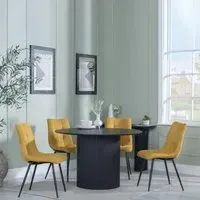 Bern 4-Seater Round Dining Set with Corona Chairs - Black, Yellow