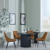 Bern 4-Seater Round Dining Set with Darwin Chairs - Black, Orange