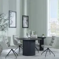 Bern 4-Seater Round Dining Set with Diego Chairs - Black, Beige