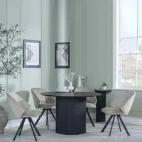 Bern 4-Seater Round Dining Set with Ion Chairs - Black, Beige