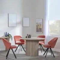 Bern 4-Seater Round Dining Set with Ion Chairs - Oak, Orange