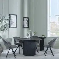 Bern 4-Seater Round Dining Set with Ion Swivel Chairs - Black, Grey