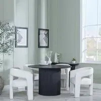 Bern 4-Seater Round Dining Set with Kiefer Chairs - Black, Cream