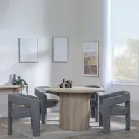 Bern 4-Seater Round Dining Set with Kiefer Chairs - Oak, Grey