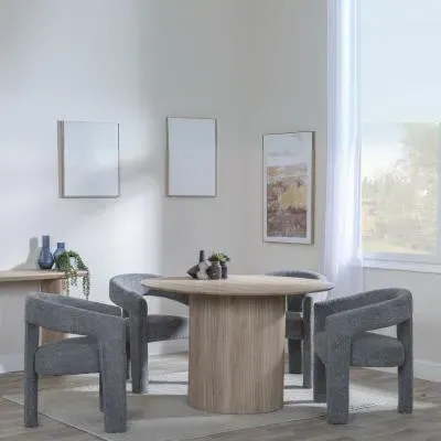 Bern 4-Seater Round Dining Set with Kiefer Chairs - Oak, Grey