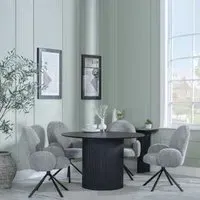 Bern 4-Seater Round Dining Set with Theo Chairs - Black, Grey