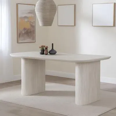 Bern 6-Seater Oval Dining Table with Fluted Base - White Oak