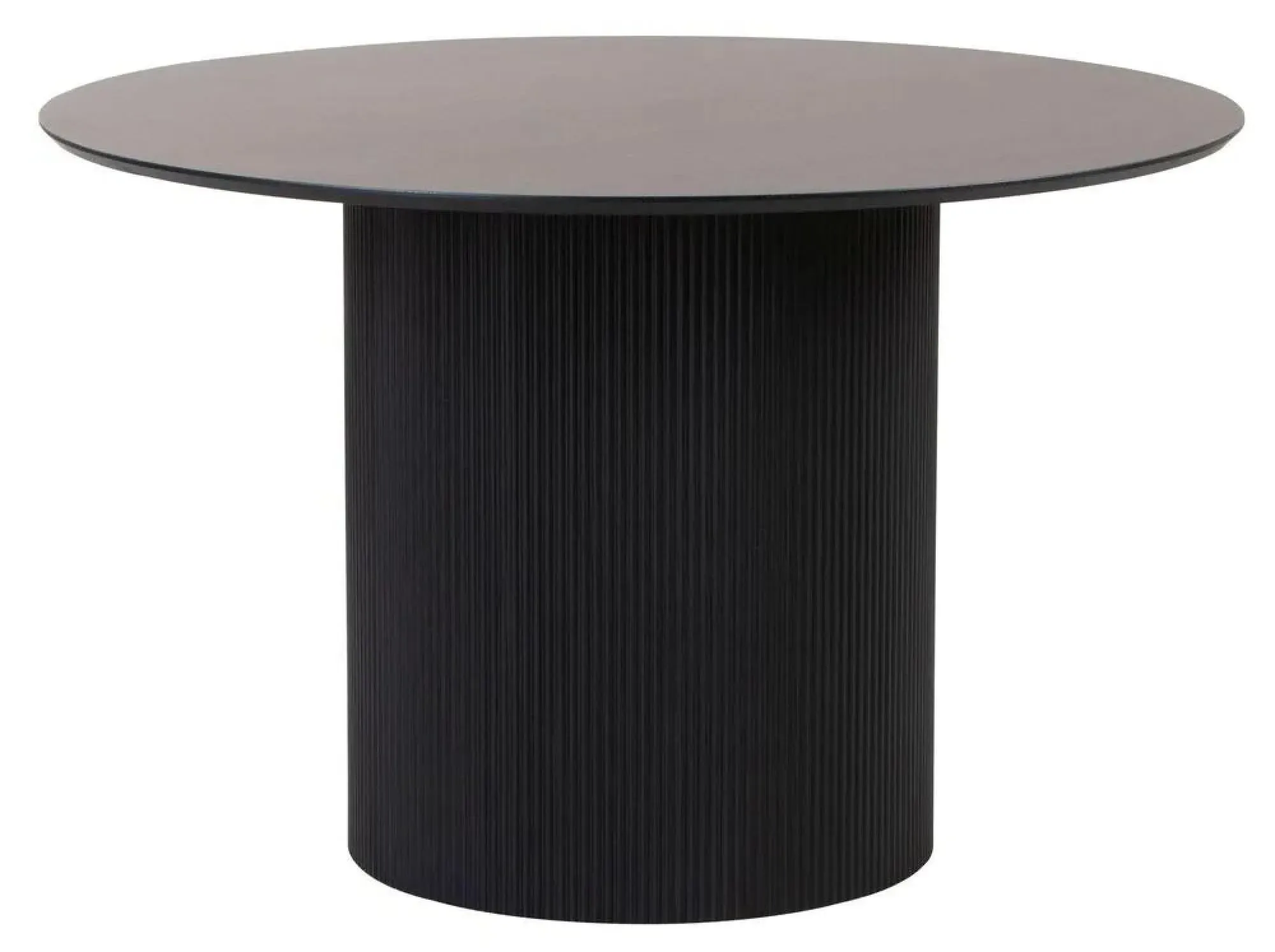 Bern Fluted 4-Seater Round Dining Table with Drum Base - Black