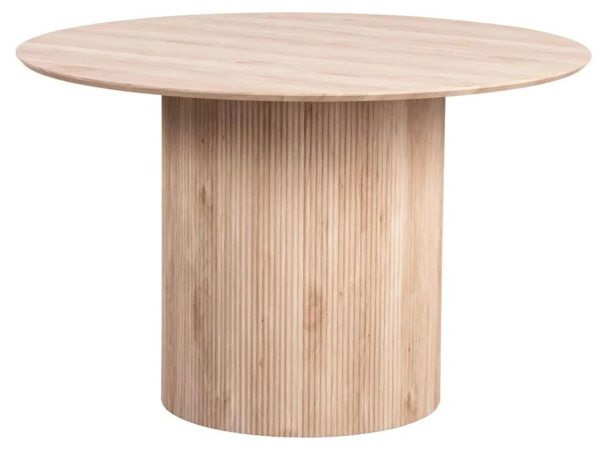 Bern Fluted 4-Seater Round Dining Table with Drum Base - Oak