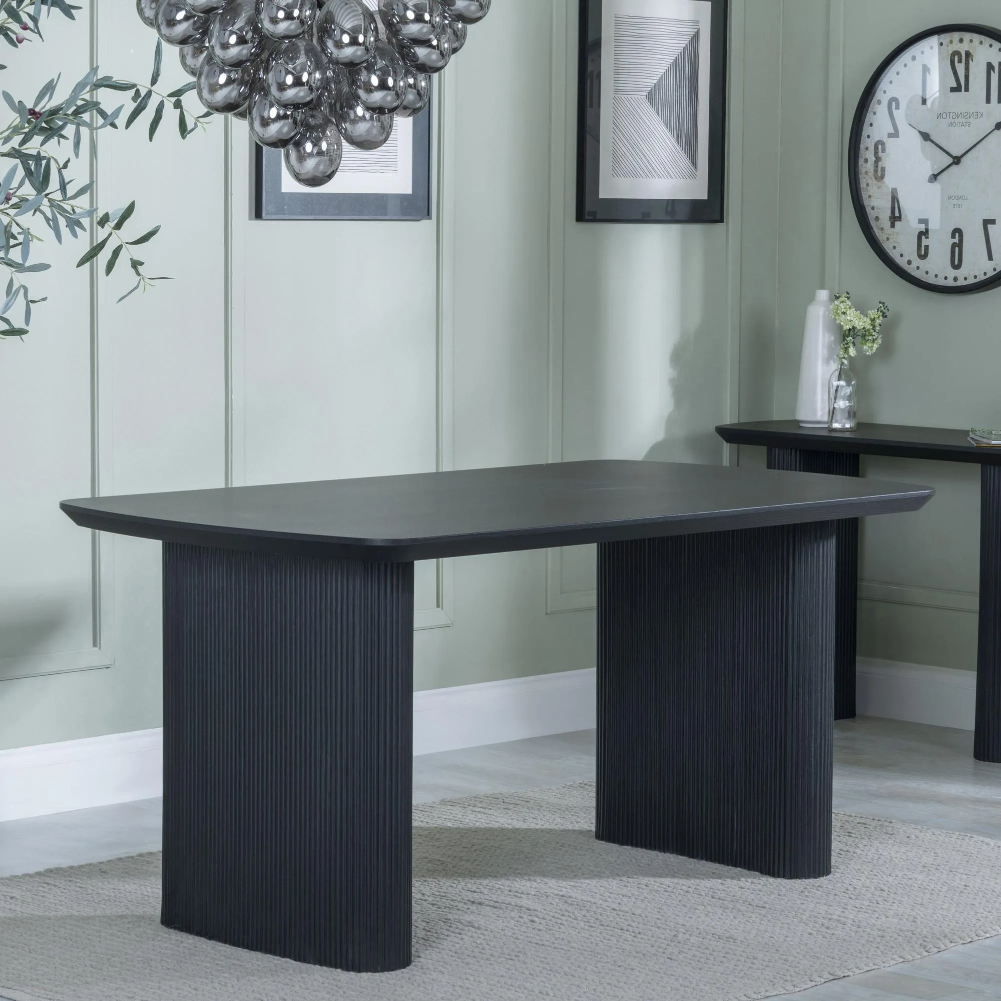 Bern Fluted 6-Seater Oval Dining Table - Black