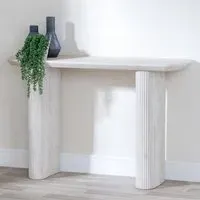 Bern Fluted Console Table - White Washed Oak Effect