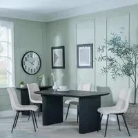 Bern Fluted Dining Set - Black, Beige Fabric