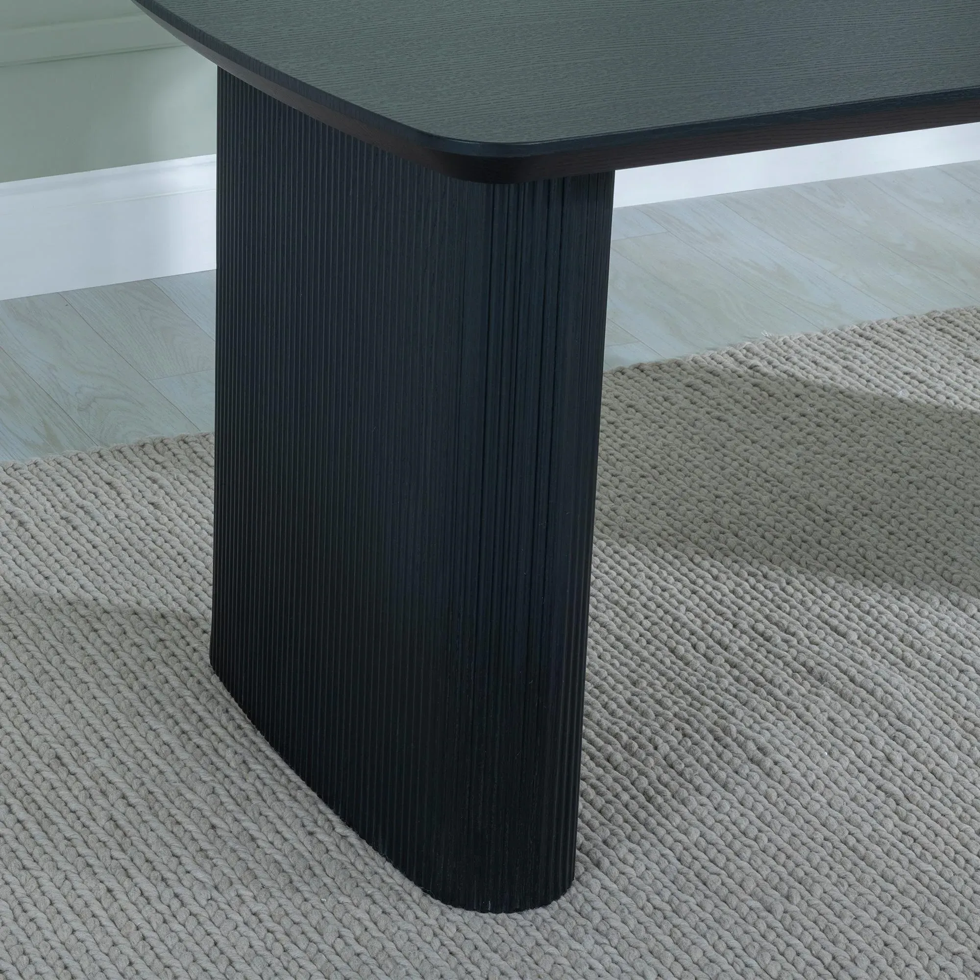 Bern Fluted Dining Set - Black, Blue Fabric