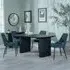 Bern Fluted Dining Set - Black, Blue Fabric
