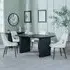 Bern Fluted Dining Set - Black, Cream Fabric